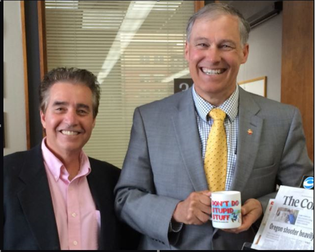 Even Governor Inslee had to buy a Chinese coffee mug from Lou. Too bad Inslee is the king of doing stupid stuff
